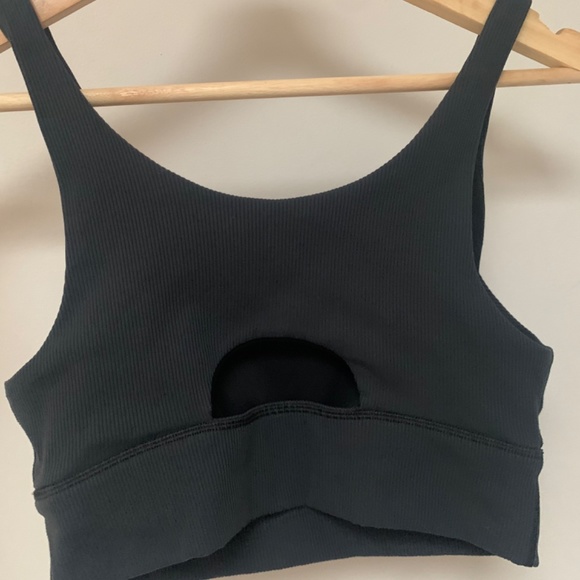 aerie OFFLINE Ribbed Longline Sports Bra - True Black, Size M - Picture 9 of 9